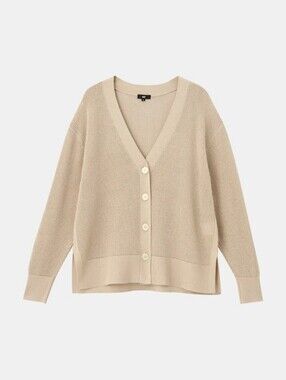 PLST Mesh Metallic V-neck Cardigan Beige‎ Gold
